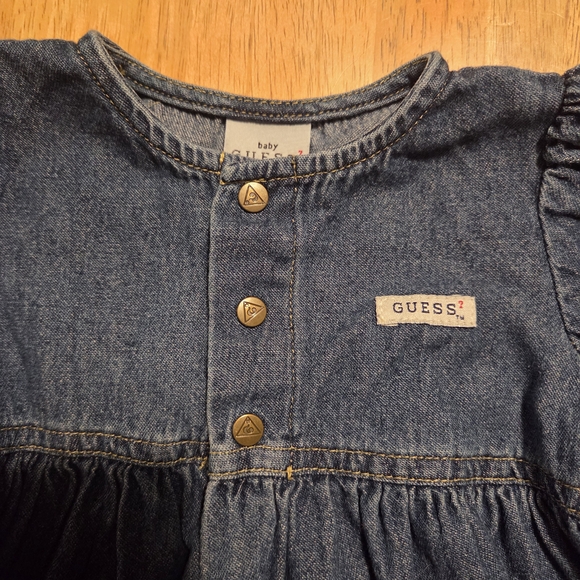 Vintage 90s Guess Baby Blue Denim Dress 18M - Picture 3 of 10